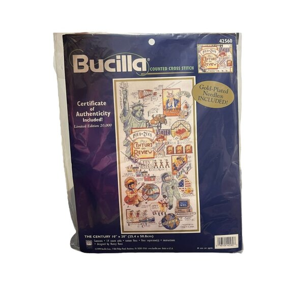 Bucilla Counted Cross Stitch The Century 10" x 20" #42560 OPEN PACKAGE NO NEEDLE - Picture 2 of 8